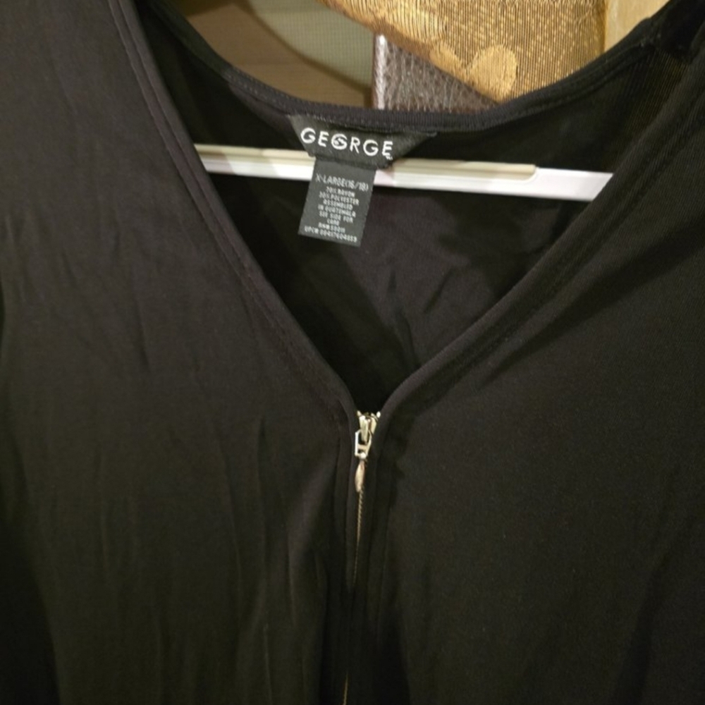 George Classic Black Zip-Up Blouse